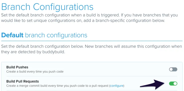 buddybuild branch configuration