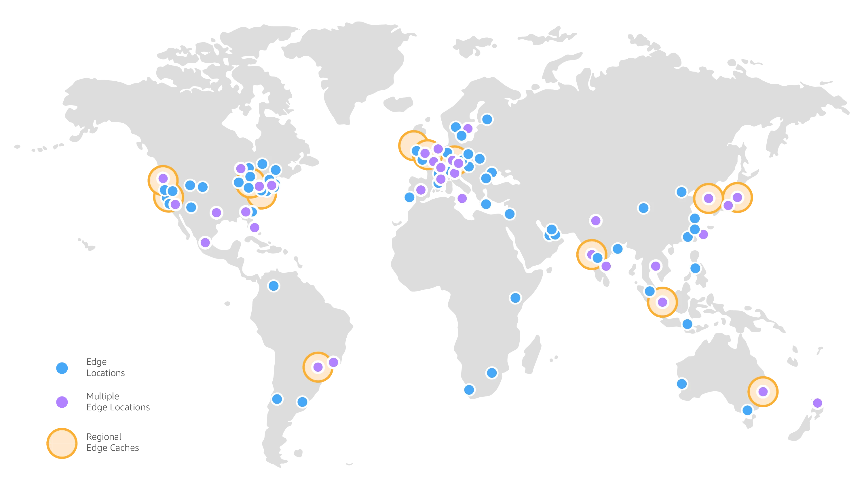 Worldmap of AWS cloudfront edges from Cloudfront official documentation