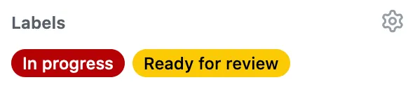 screenshot d&#x27;une Pull request avec à la fois in review et in progress en label