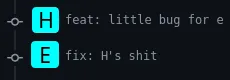 Image d&#x27;un commit de H disant "little bug for E", puis d&#x27;un commit de E disant "fix H&#x27;s shit